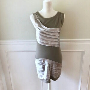 T Bags Stretch Jersey Layered Satin Stripe Dress